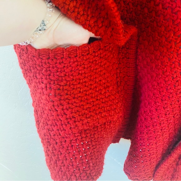 Shein Red Chunky Sweater Cardigan - Picture 5 of 6